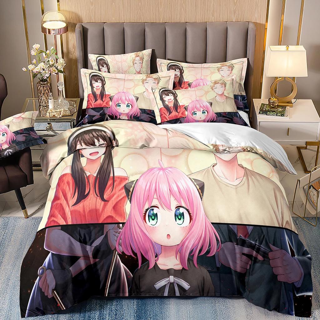 Anime SPY FAMILY Anya Bedding Set Single Twin Full Queen King Size Bed Set Kids Bedroom Duvetcover Duvet Cover Pillowcase