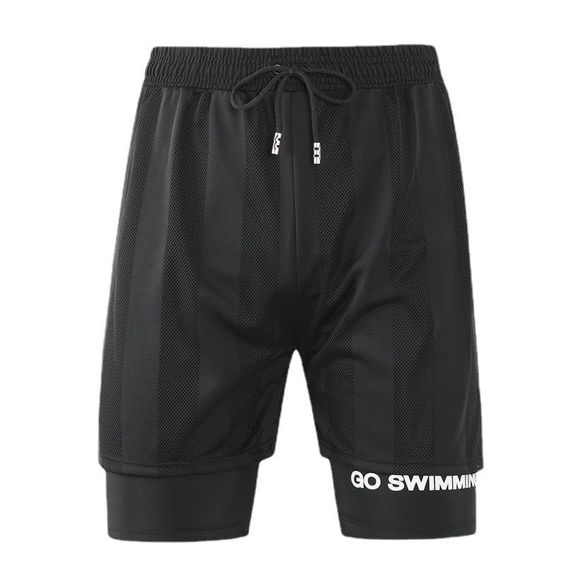 2024 Men's Double Layer Anti-Embarrassment Swim Trunks - Loose Fit Beach Shorts