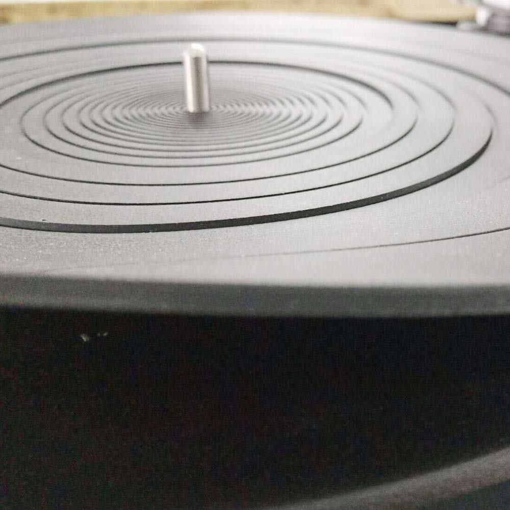 300mm Diameter Rubber Silica Gel Turntable Slip Mat Mat, Ultra-Thin, Anti-Static, Vibration-Dampening (12 Inch, Black)