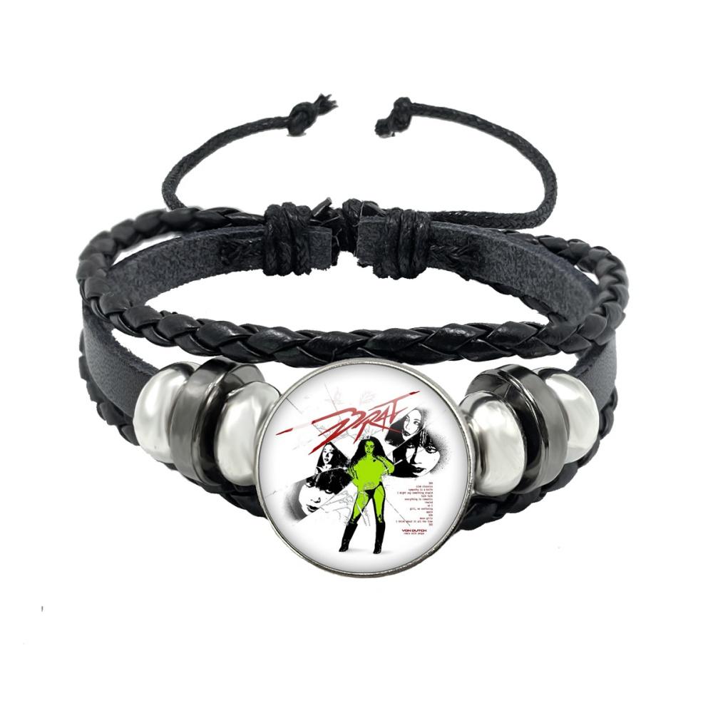 Album BRAT Charli XCX Kreatives Schwarzes Seil Knopf Glas Cabochon Lederarmband Schmuck Charme Fans Geschenk