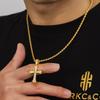 Cross Necklace with a Cross Pendant and Rope 14K Gold Plated of with CZ Sparkling Chain Popular Hip Hop Gift KRKC&CO Men's Zirconia, Chain, (Set 2)