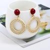 Women Fashion Boho Style Rattan Braid Earrings