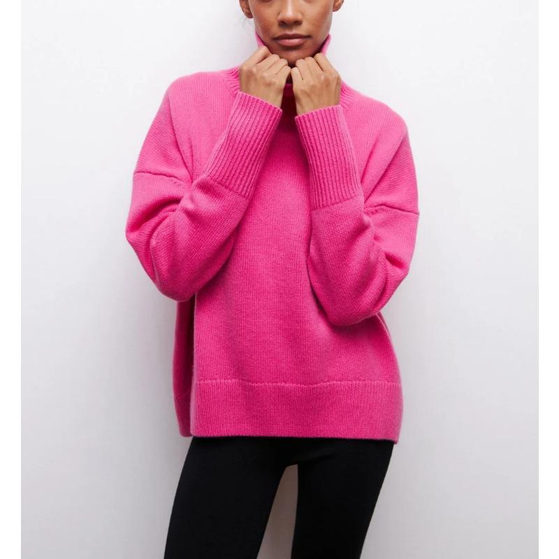 Women's Knitted Sweater Turtleneck White Black Christmas Loose Oversized Pullover Casual Knitwear Soft Sweater for Women 2025