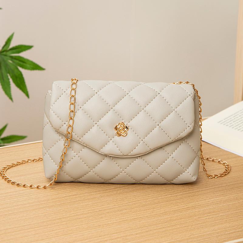 Embroidered Ladies Bag Korean Style Crossbody Shoulder Bag Fresh Sweet Pu Material серый