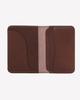 Matt Folding Full Grain Leather Business Card Holder Dark Brown