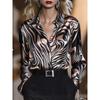 2026 Women's Fashion Satin Slim Fit Abstract Animal Print Long Sleeve Shirt