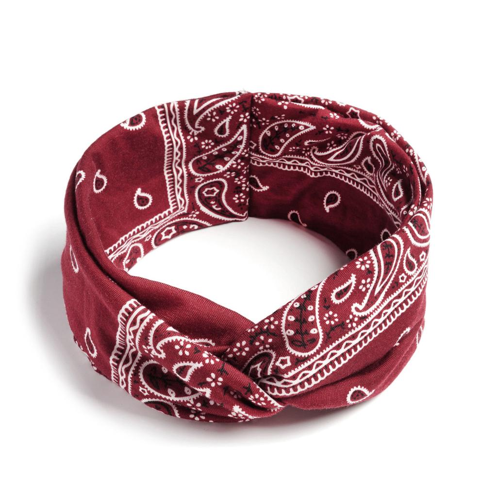 Bohemian Cross Knotted Headband Gypsy Yoga Sports Headband Wide Female Stretch Headband