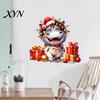 Decorative Stickers for Balcony Cartoon Hippo Christmas Wall Decal, Cute Sticker with Colorful Lights & Creative Gift Kids Xmas Balls, Waterproof