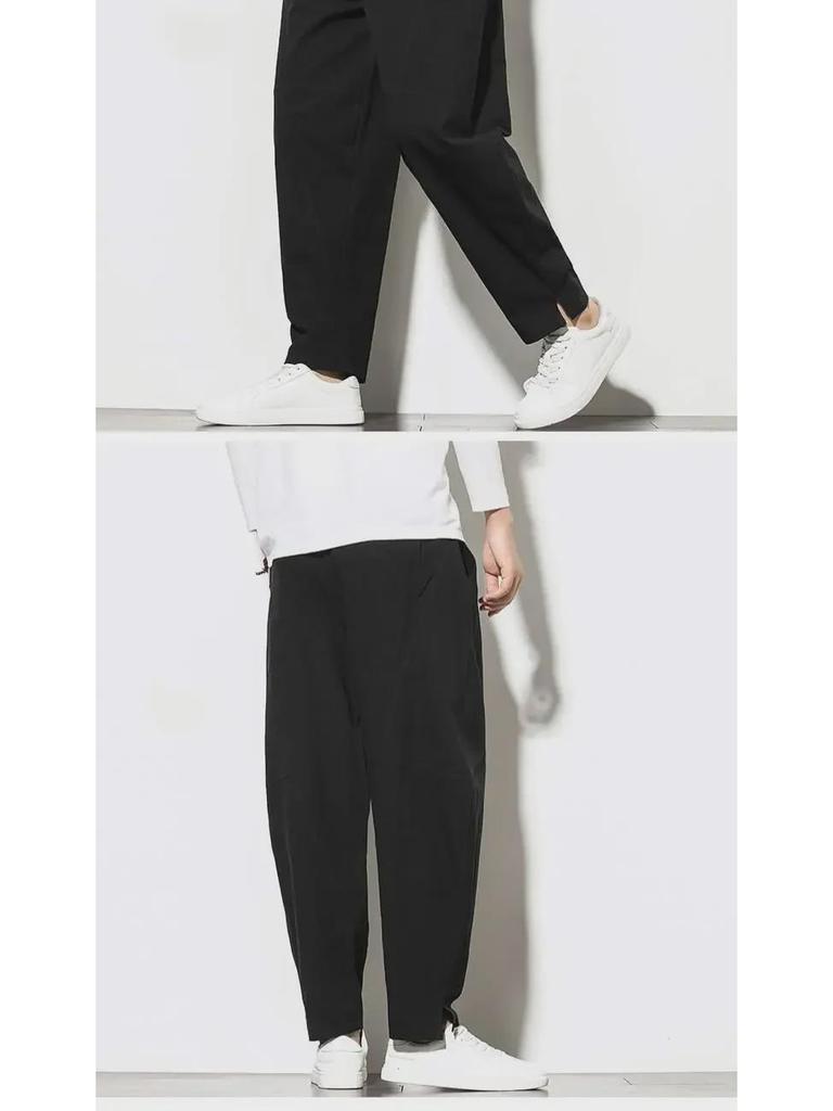 Men's Loose Fit Linen Pants: Chinese-Style Summer Harem Trousers