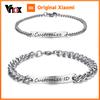 Vnox Incisione Gratuita Braccialetto Promessa di Coppia Personalizzato Ciondolo in Acciaio Inossidabile Bracciali ID con Charm per Donna Uomo Personalizzato Pulseira