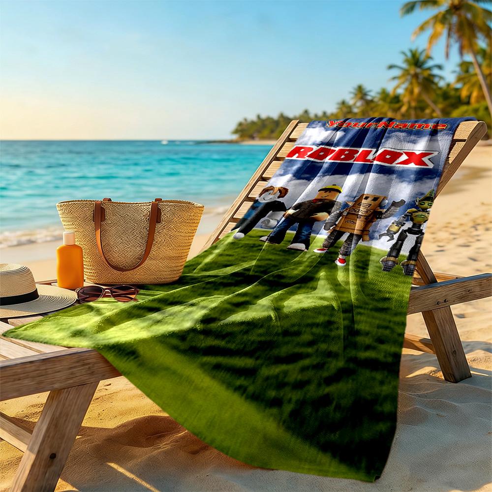 Roblox Customize Text Beach Towel High Absorbency & Quick-Dry Portable for SwimmingBeachCamping Travel Beach AccessoriesGym