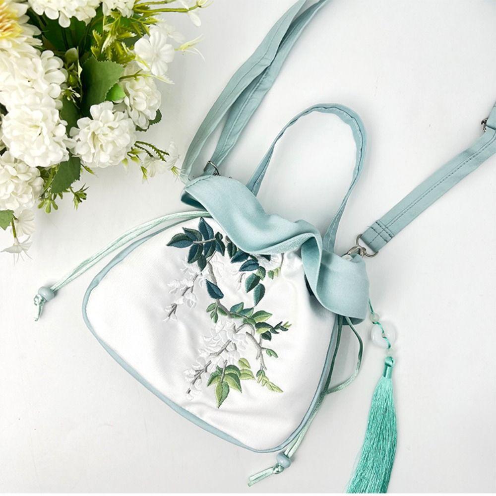 Handbag Flower Drawstring Bucket Bag Rabbit Small Messenger Bag Embroidery Crossbody Bag  Children