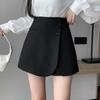 Women's Spring Black Suit Pleated Skirt High Waisted A Line Casual Design forward Slimming All Match Versatile Skirt Trousers