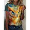 Creative 3D Printed Short Sleeved T-shirt Fashionable Comfortable Soft Breathable Large Loose Womens T-shirt