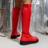 Módní červené dlouhé kozačky 2024 podzim zima nové dámské kozačky nad koleno velikost 43 protiskluzová silná podrážka dámská moderní bota