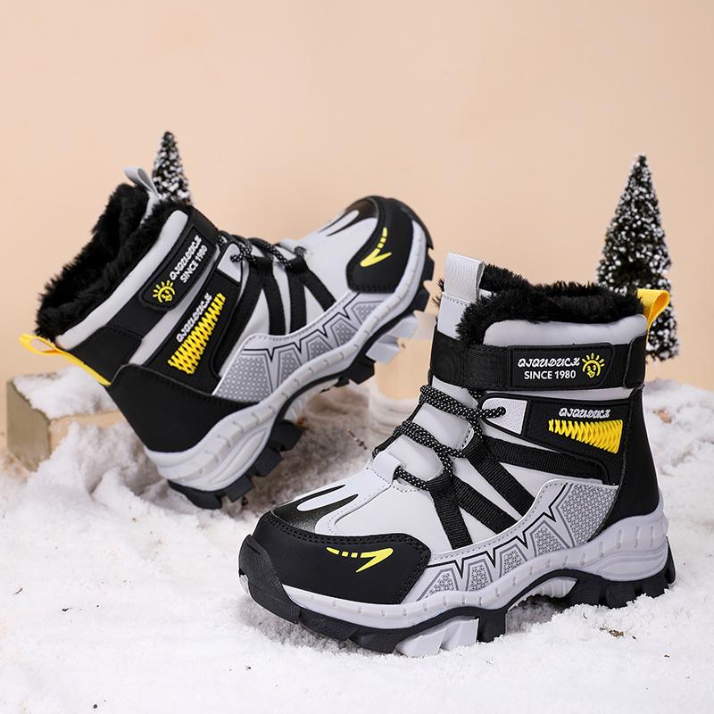 Winter Children's Fashionable Fleece Warm High Top Outdoor Cotton Boots Snow Boots Casual Cotton Shoes