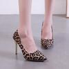 Fashion European American High-heeled Single Shoe Women's 2024 Autumn New Pointed Thin Heel Leopard Print Women's Shoes Zapatos De Mujer