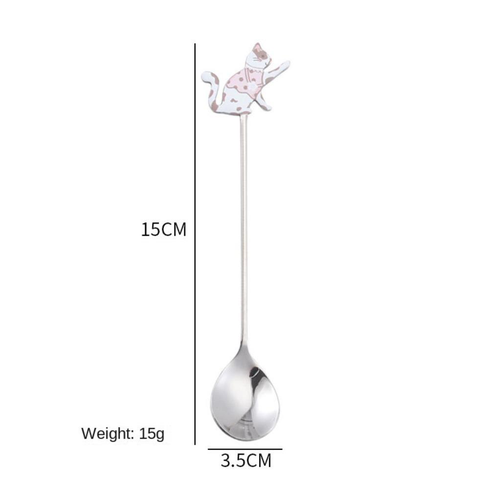 Japanese Korean Style Cartoon Cat Spoon Polished Honey Stirring Spoon New Dessert Spoon