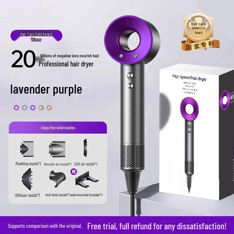 Silent High-Speed Negative Ion Hair Dryer - Quick-Drying & Large Airflow for Home Use