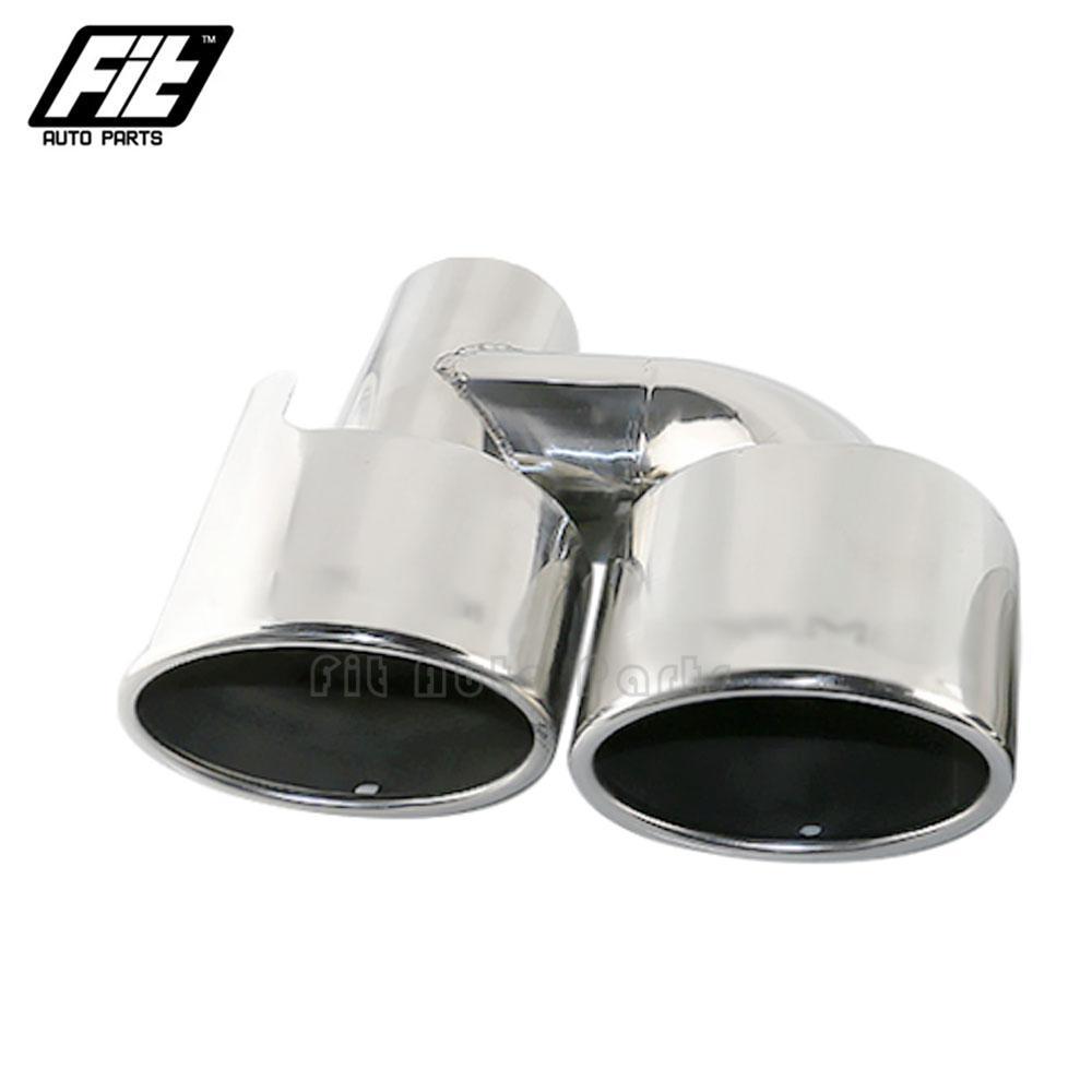 1PCS Stainless Steel Silver Exhaust Pipe Car 2.5'' Inelt Oval Dual Exhaust Tip for W204 C200 C260 Muffler Tailpipe