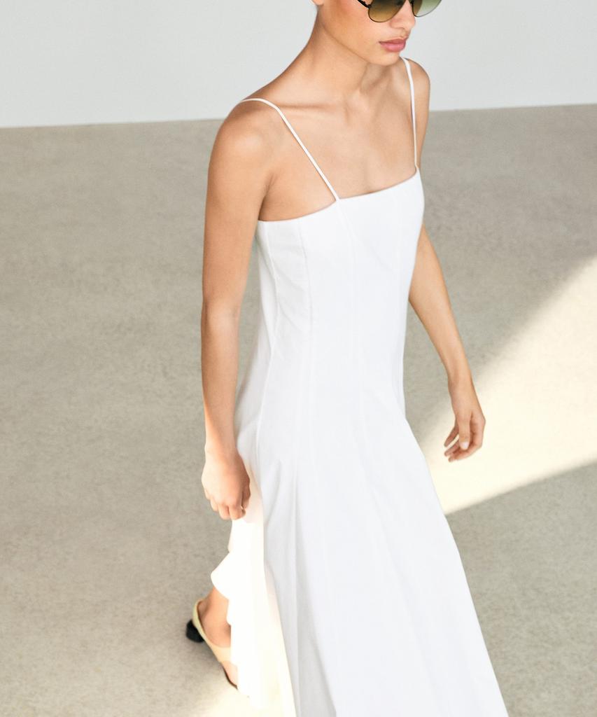 Masimodutti Cotton Poplin Strap Midi Dress
