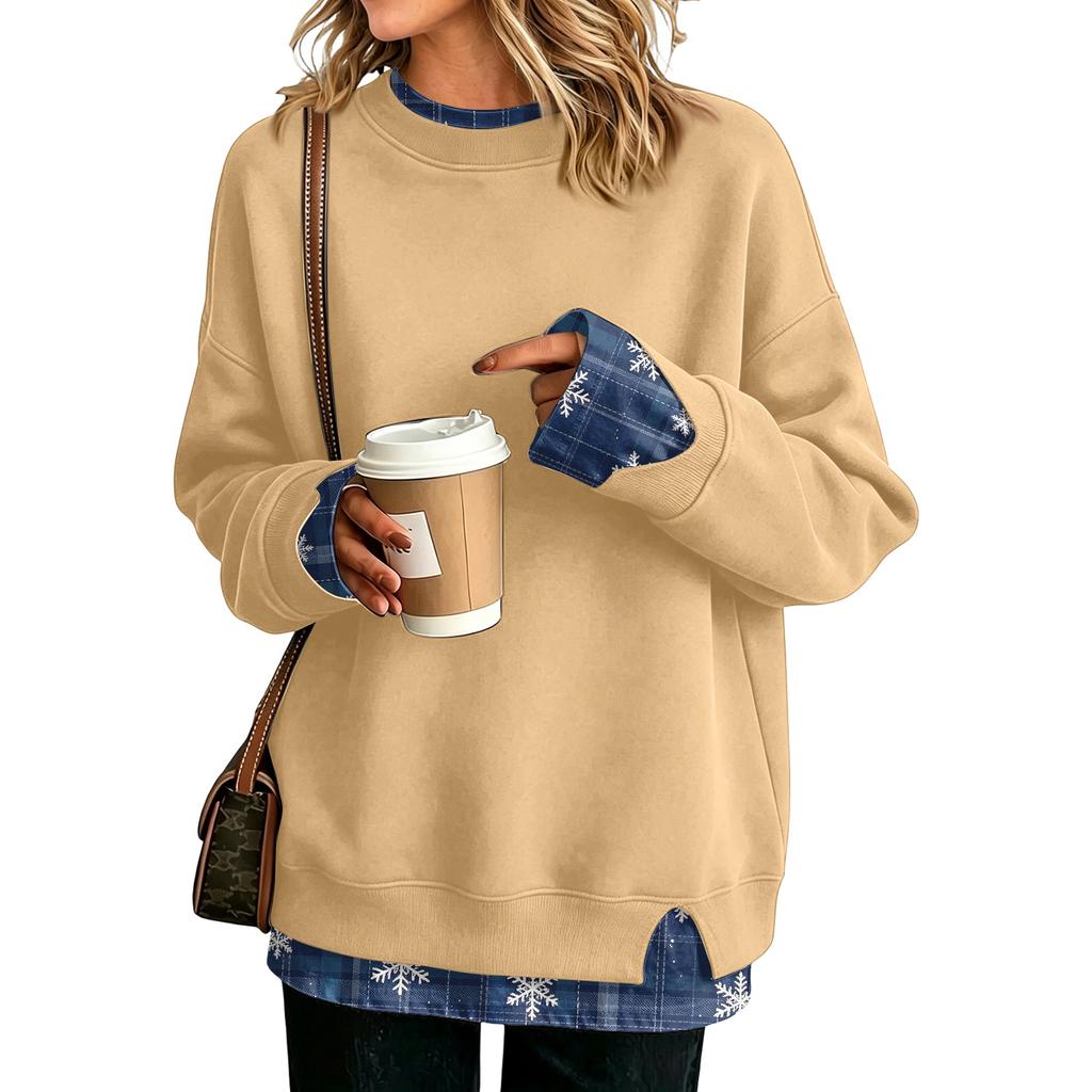 Women's Casual Printed Long Sleeve Sweatshirt with Design, Loose Fit Pullover Top