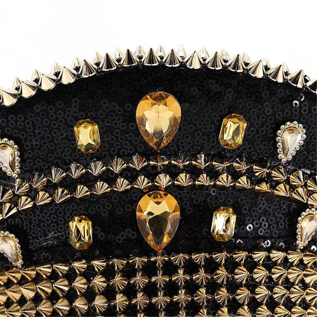 Sequins Captain Hat Crystal Sailor Hat for Disco House Cocktail Parties Vacation Sparkly Crystal for Comedian Actor