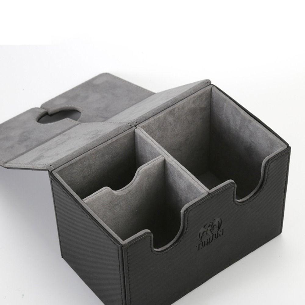 Fashion PU Leather Card Deck Box Flannel Collection Window Collection Box Card Stacking Storage Box Women Men