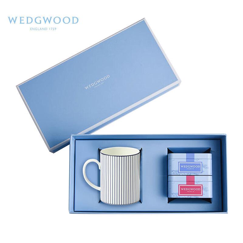 Wedgwood Blue Geometric Stripe Bone China Mug Gift Set