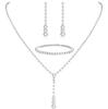 Elegant Rhinestone Set: Necklace, Earrings & Bracelet with Claw Chain Design - Multiple Styles