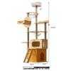 Large Wooden Cat Tree & Scratching Post with Space-Saving Design - Integrated Climbing Frame & House