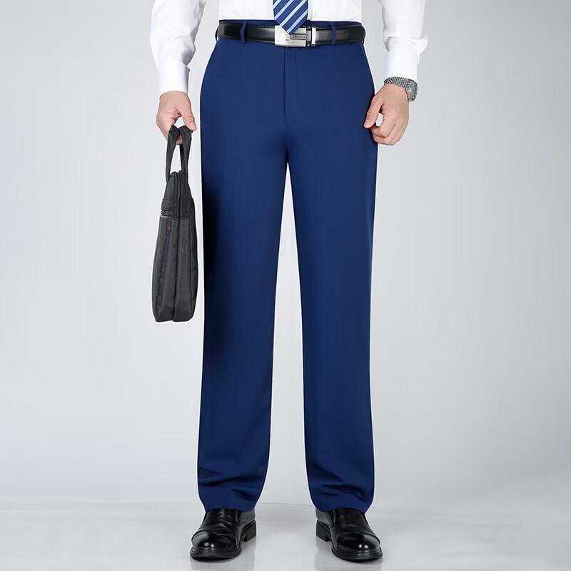 Fengxun Men's Business Casual Straight-Leg Pants
