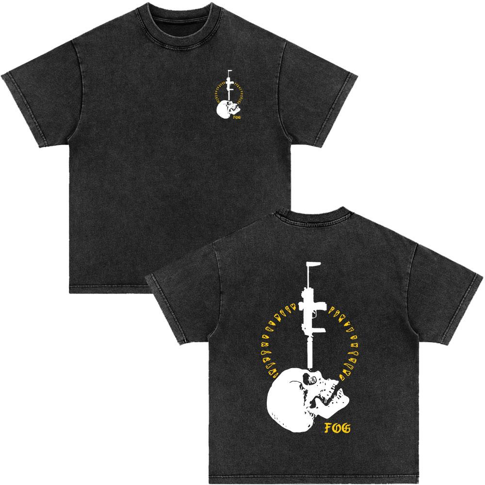 Forward Observations Group Be Seeing You Washed Vintage T-shirt Skeleton Graphic Punk Gothic T-Shirts Men Women Oversized Tshirt