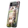 Harte PC-Handyhülle Für Samsung Galaxy Z Flip 7 6 5 4 Schwarze Hülle Für Galaxy Z Flip 3 Faltbare Capas Niedliches Lamm Engel Schaf