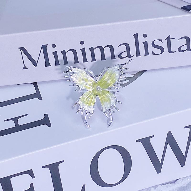 Small Fresh Enamel Oil Dripping Butterfly Cool Feeling Open Ring Women'S High Sense Stacking Wearing Niche Design Ring