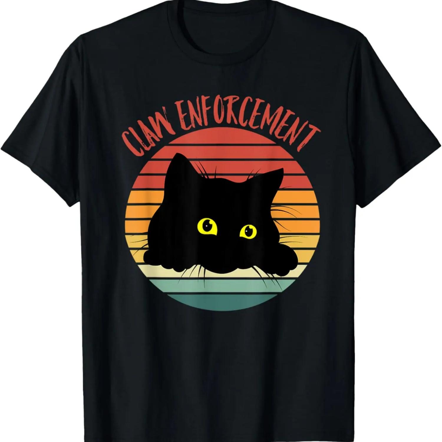 Retro Black Cat Claw Enforcement T-Shirt S чёрный