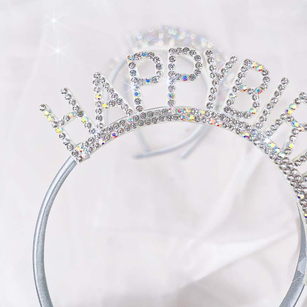 Birthday Gift Zinc Zinc Alloy Birthday Hair Hoop Rhinestone Crown Female Jewelry Happy Birthday Headband