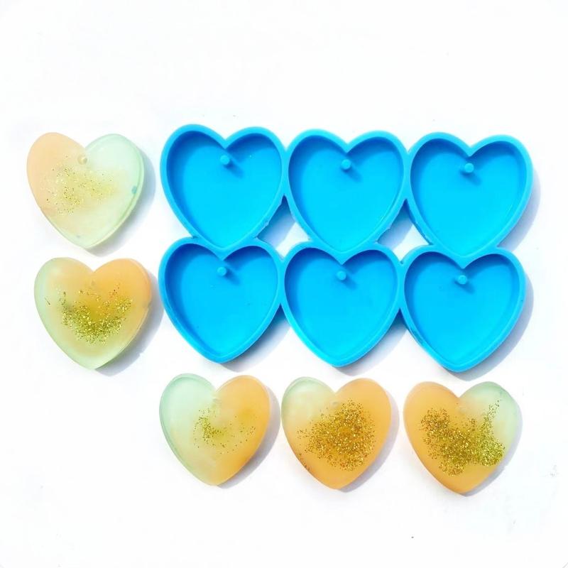 Heart-shaped Mirror Silicone Mold Suitable for Epoxy Resin Diy Craft Earrings Pendant Tag Keychain Jewelry Making