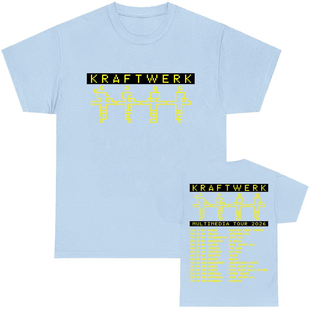 Kraftwerk MULTIMEDIA TOUR 2026 Tricouri Mânecă Scurtă Bumbac Bărbați Tricou Fashion Unisex Streetwear Imprimeu Grafic Îmbrăcăminte Casual
