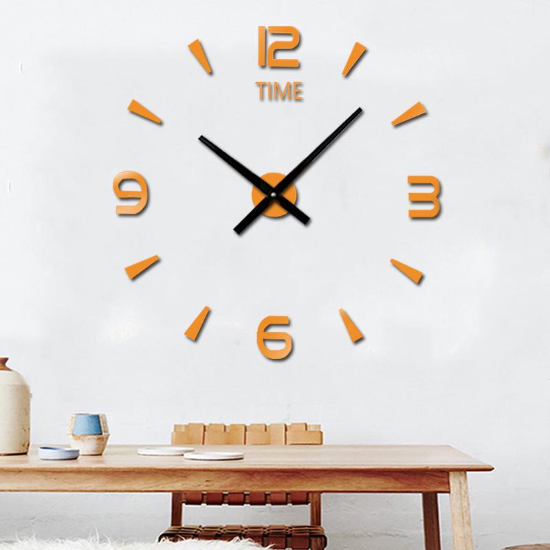 3D Acrylic Wall Clock with Luminous Stickers for Living Room TV Background - Creative Decorative Clock
