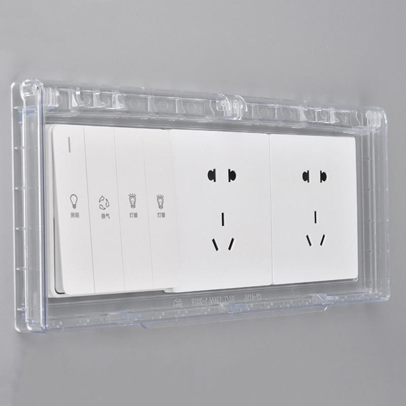 Tampa de Tomada Externa à Prova de Tempo Tipo 86 com 2 Módulos, Protetor de Tomada Elétrica Ultrafino de 26 mm, Preto, Branco, Transparente