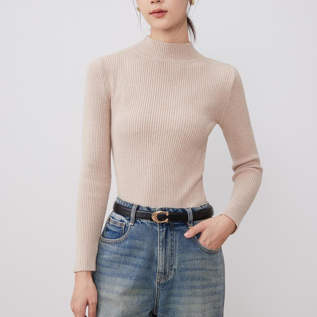 Women's Long Sleeve High-Neck Slim Fit Knit Sweater - 2025 Autumn/Winter Collection