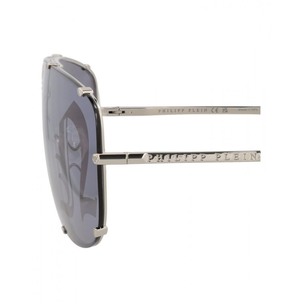 Philipp Plein Aviator Frame Stainless Steel Sunglasses Palladium Palladium Silver