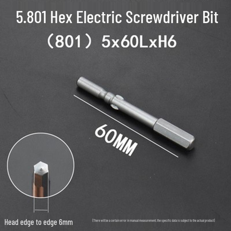 Extended Hexagonal S2 Steel Electric Screwdriver Bit with 5mm/6mm Shank
