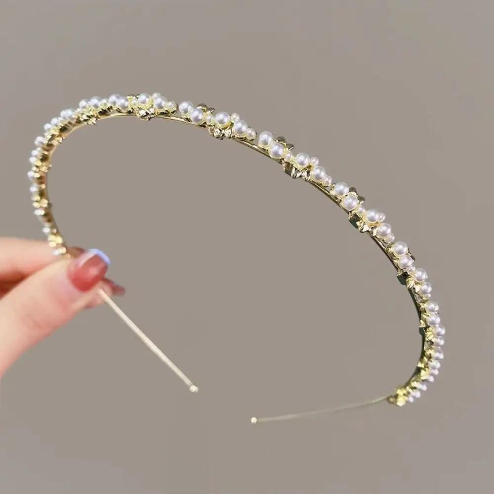 Pearl Rhinestone Hair Hoop Shining Elegant Flower Leaf Women Hair Comb Wedding Bridal Hairpin Crown Hair Styling Accessories