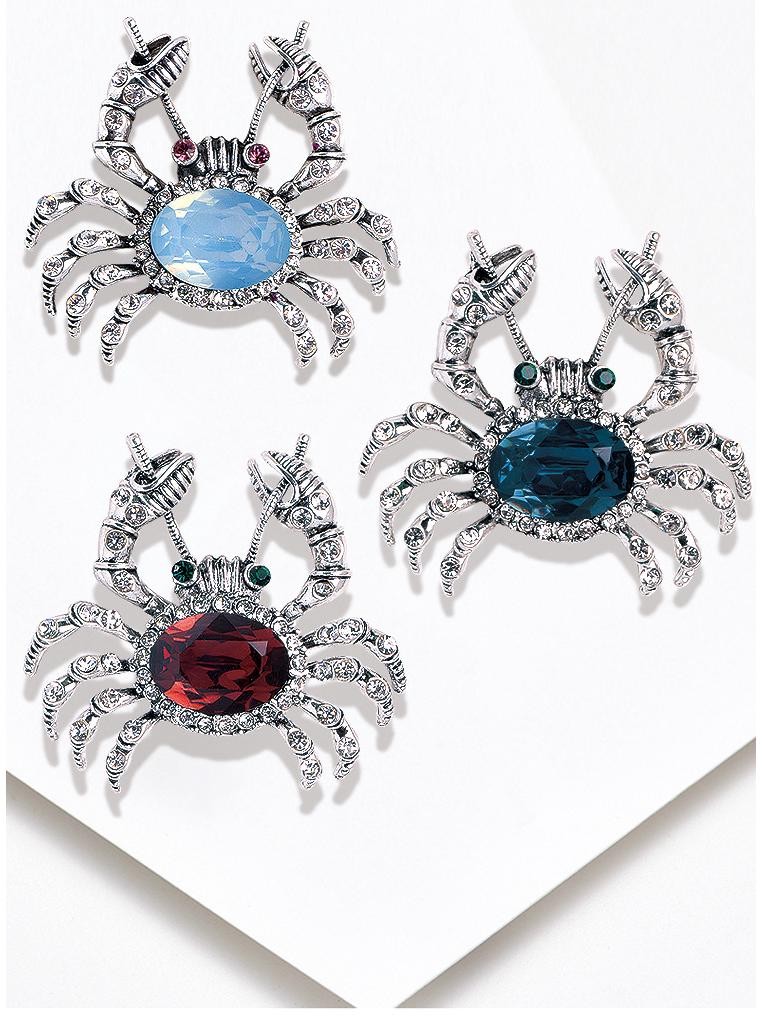 Korean Alloy Diamond Crab Brooch: Versatile Pin for Cardigans, Shawls, and Sweaters