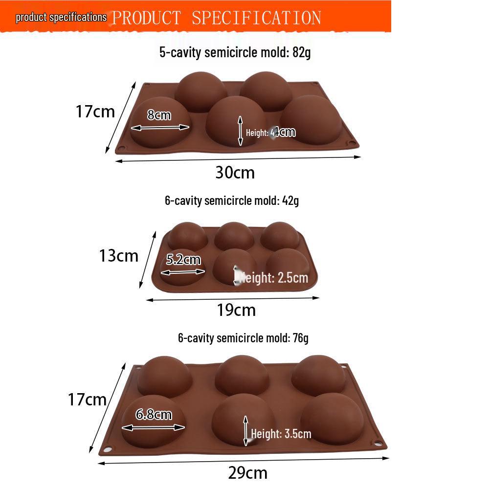 

Jiaju Silicone Semicircle Mold for Chocolate, Candy, Jelly, and Pudding Baking. Random Color