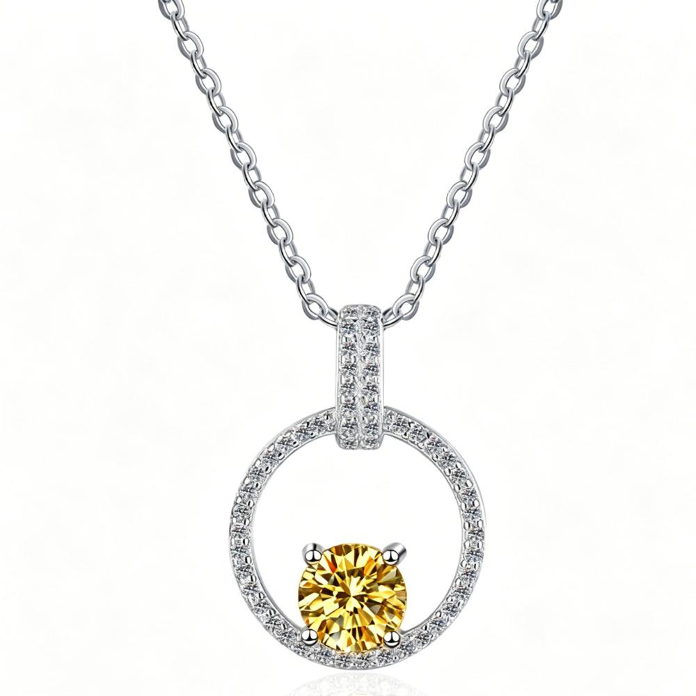 6.5mm S925 Sterling Silver Round Halo Moissanite Pendant Necklace D VVS1 Exquisite Fine Jewelry For Women