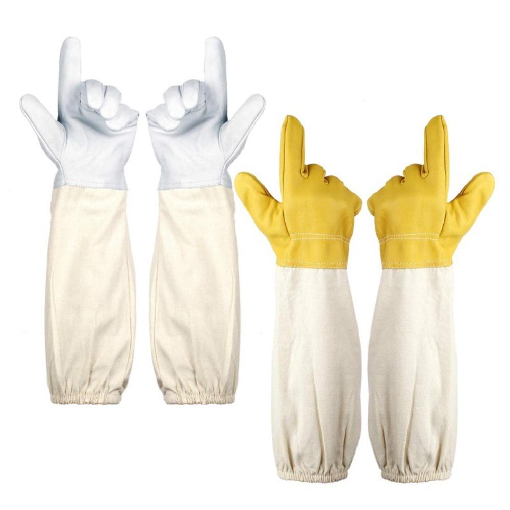 1 Pair Professional Canvas Sheepskin Gloves Anti-sting Beekeeping Tools Safe Beekeeping Gloves