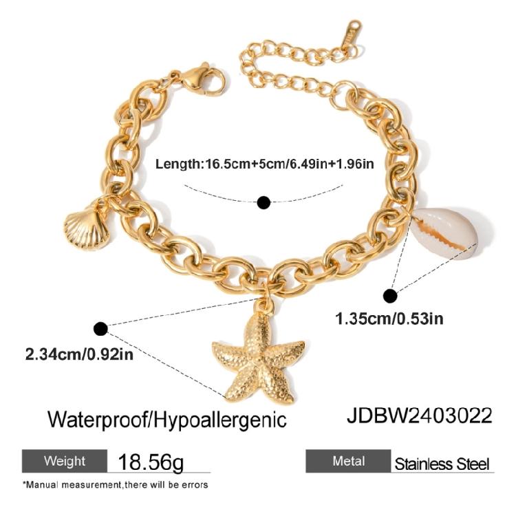 Handmade Ocean Bead Bracelet Fashionable Party Jewelry Chain Wristband Stainless Steel Texture for Party and Celebration